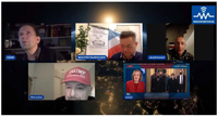 Hans Meyer (host, geheel links) in gesprek met Micha Kat, Wouter Raatgever en Joost Knevel.